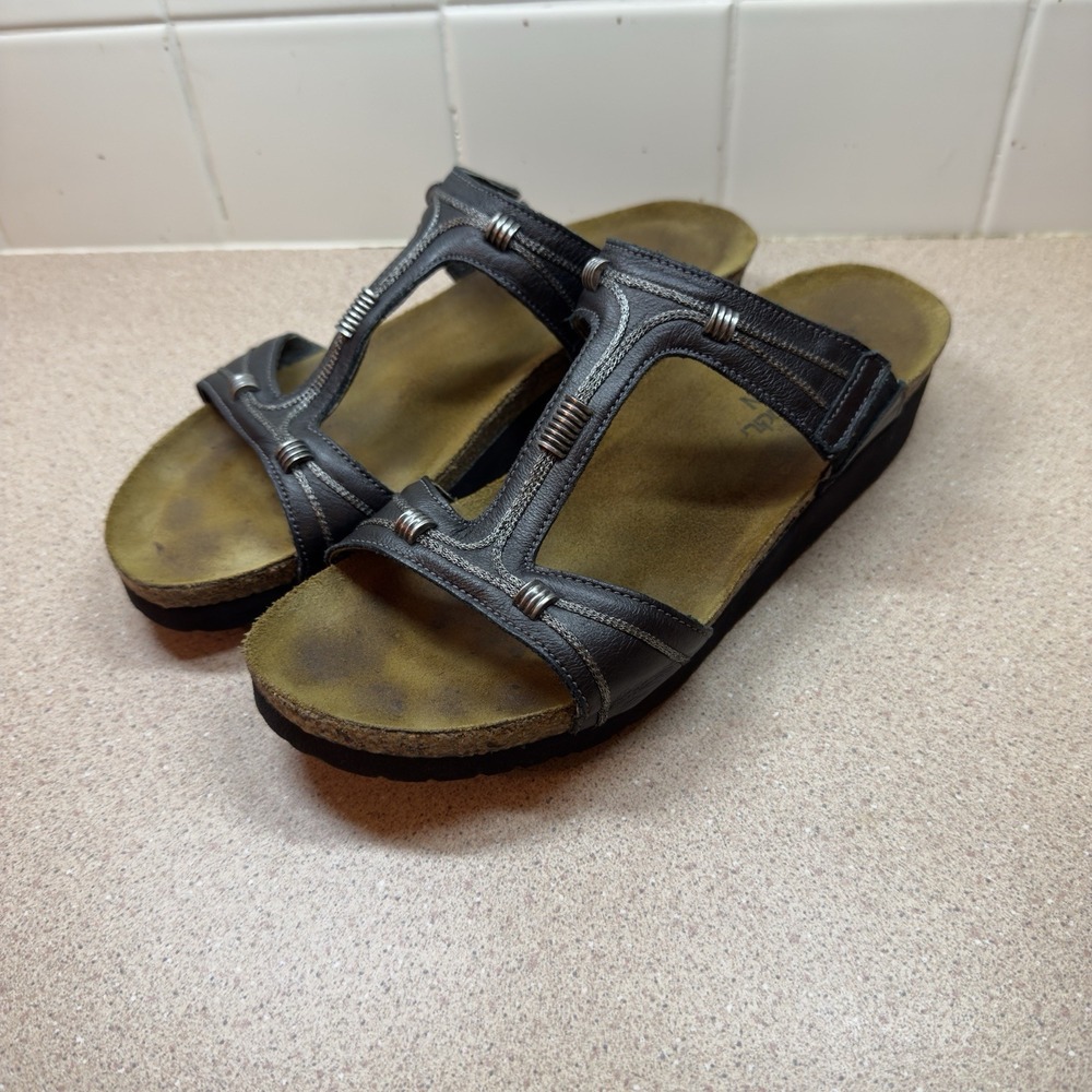 Naot Caitlin Women's Leather T-Strap Sandals Size 29 (US 8) Made In Israel EUC